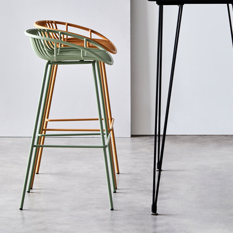 Contemporary Milk Tea Shop Footrest Matte Finish Metal Bar Stool