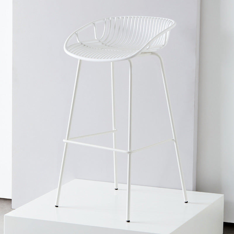 Contemporary Milk Tea Shop Footrest Matte Finish Metal Bar Stool