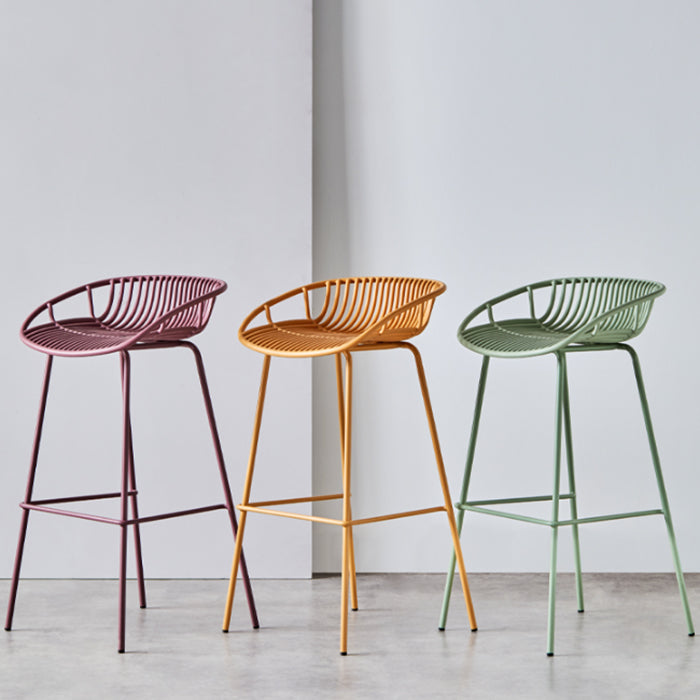 Contemporary Milk Tea Shop Footrest Matte Finish Metal Bar Stool