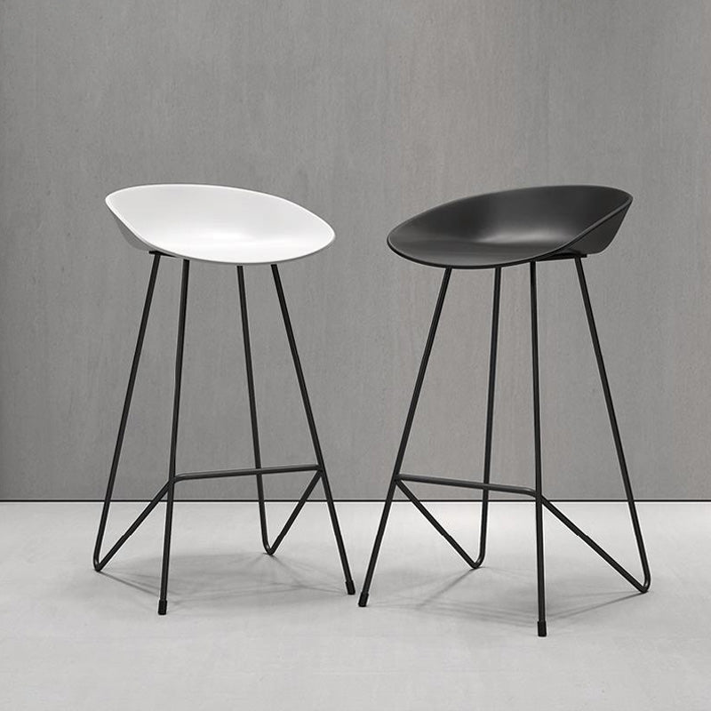 Nordic Armless Backrest Counter Stool Iron Kitchen Bar Stool with Acrylic Seat