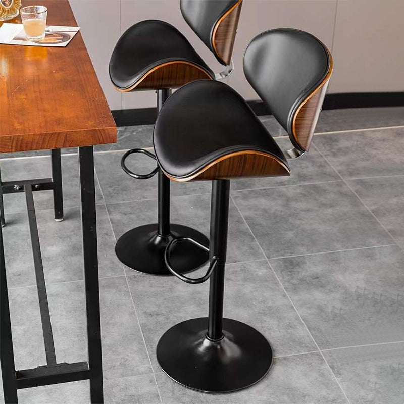 Contemporary Style Bar-stool Adjustable Leather Counter Bar Stool with Metal Legs