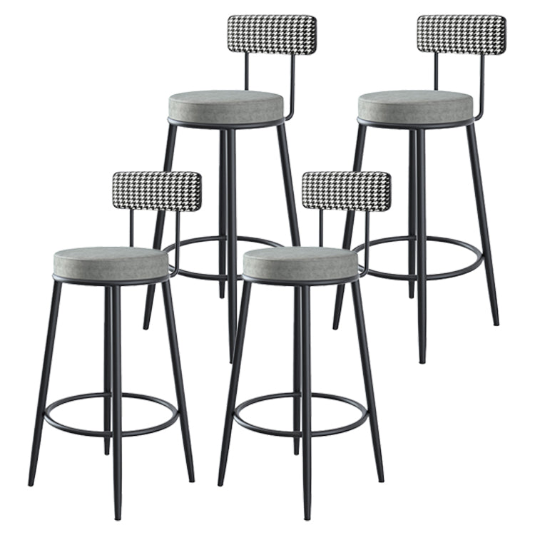 Modern Armless Backrest Counter Stool Iron Kitchen Bar Stool with Pedal and Cushion