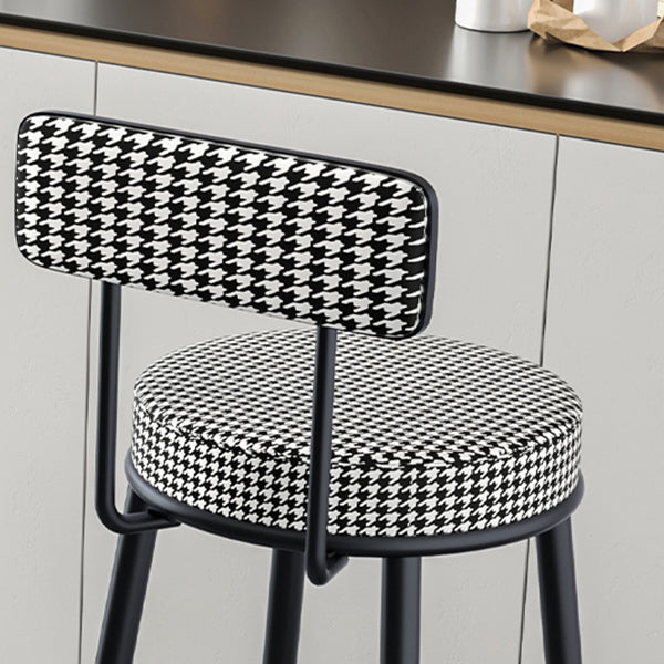 Modern Armless Backrest Counter Stool Iron Kitchen Bar Stool with Pedal and Cushion