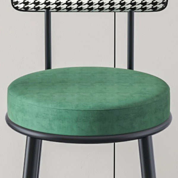 Modern Armless Backrest Counter Stool Iron Kitchen Bar Stool with Pedal and Cushion