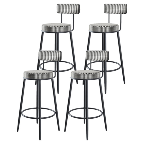 Modern Armless Backrest Counter Stool Iron Kitchen Bar Stool with Pedal and Cushion