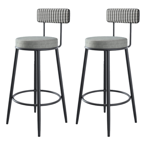 Modern Armless Backrest Counter Stool Iron Cafe Bar Stool with Pedal and Cushion