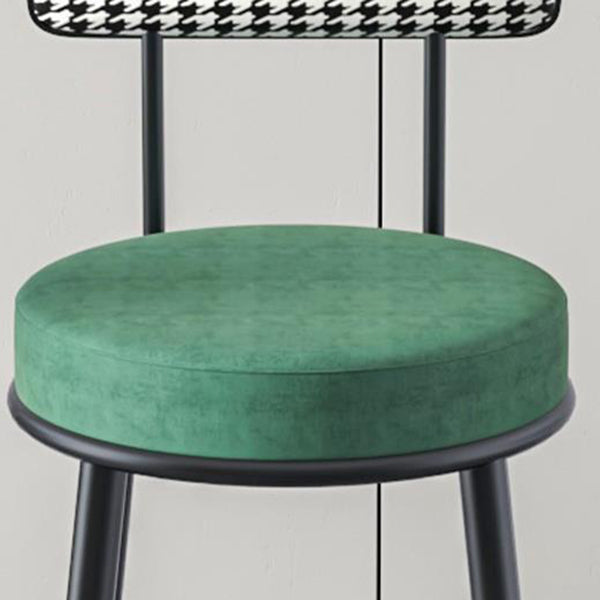 Modern Armless Backrest Counter Stool Iron Cafe Bar Stool with Pedal and Cushion