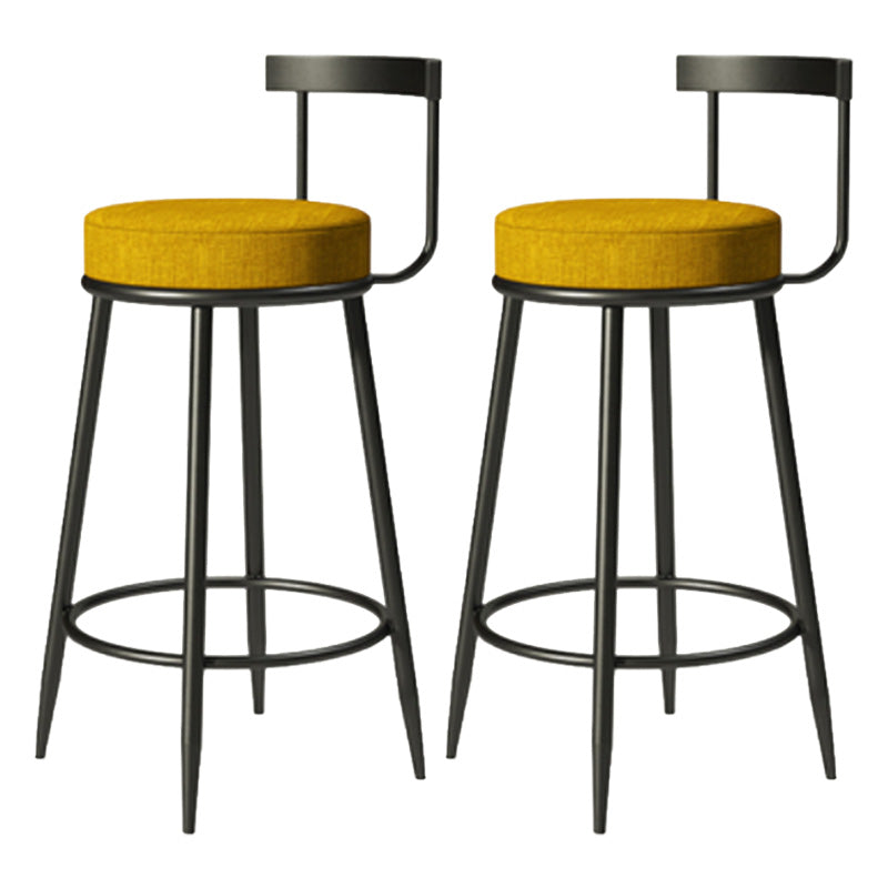 Modern Armless Backrest Counter Stool Iron Cashier Bar Stool with Cushion and Pedal