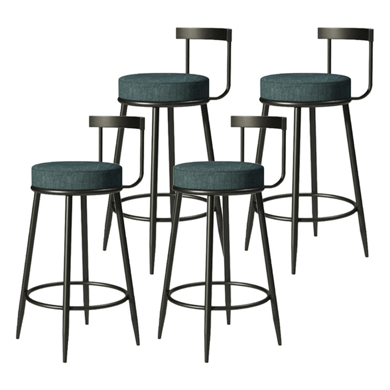 Modern Armless Backrest Counter Stool Iron Cashier Bar Stool with Cushion and Pedal