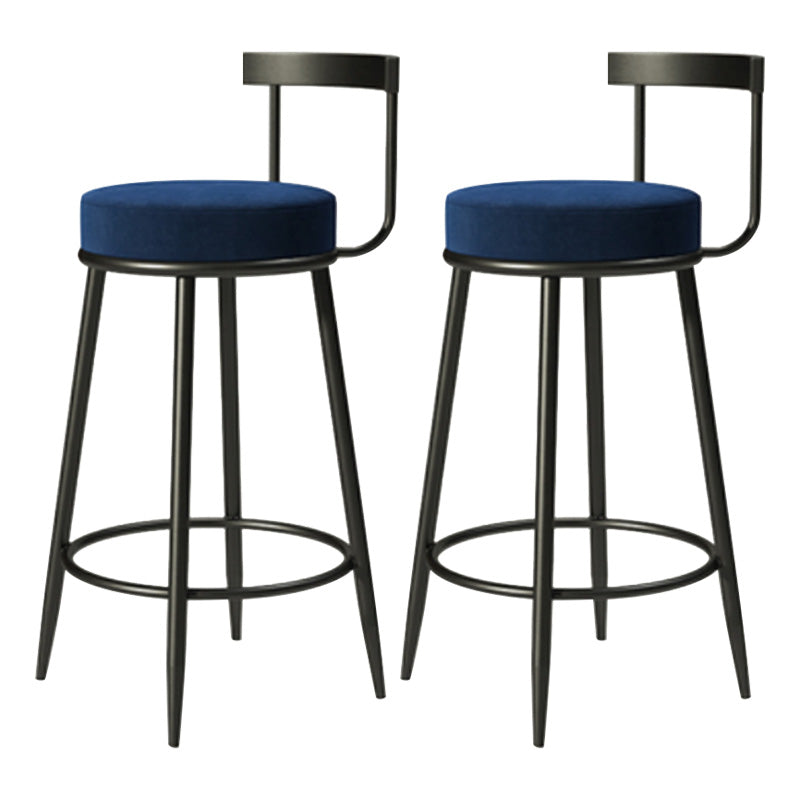 Modern Armless Backrest Counter Stool Iron Cashier Bar Stool with Cushion and Pedal