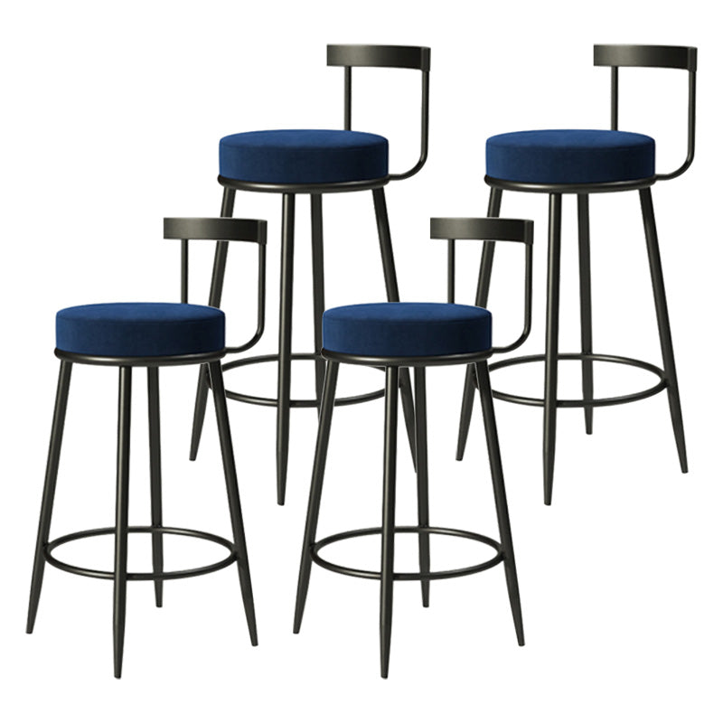 Modern Armless Backrest Counter Stool Iron Cashier Bar Stool with Cushion and Pedal