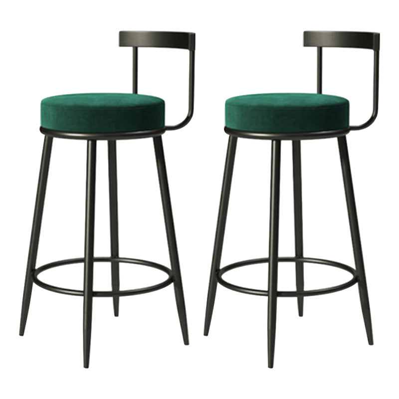 Modern Armless Backrest Counter Stool Iron Cashier Bar Stool with Cushion and Pedal