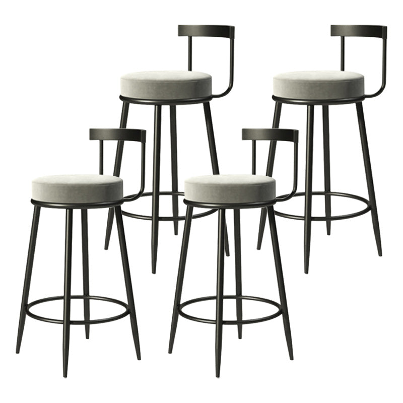 Modern Armless Backrest Counter Stool Iron Cashier Bar Stool with Cushion and Pedal