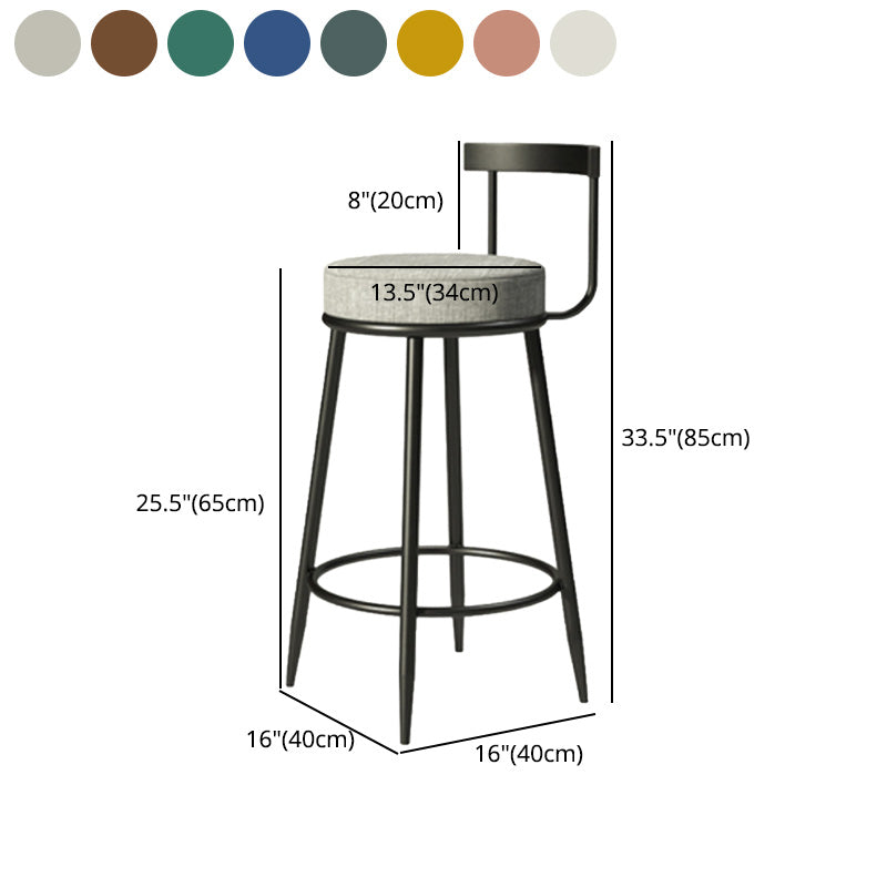 Modern Armless Backrest Counter Stool Iron Cashier Bar Stool with Cushion and Pedal