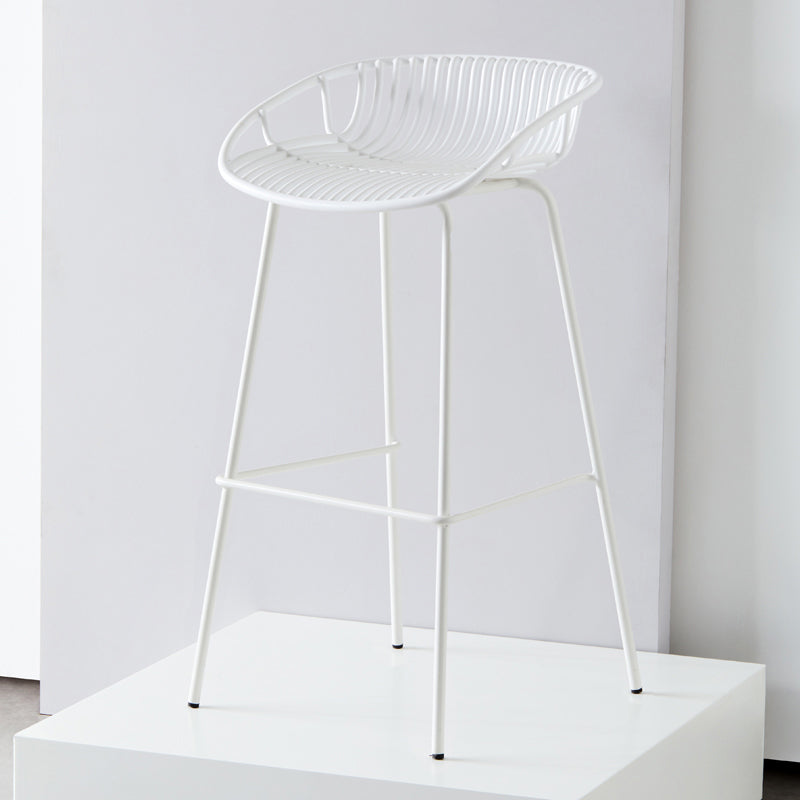 Modern Armless Backrest Counter Stool Iron Cashier Bar Stool with Seat and Pedal