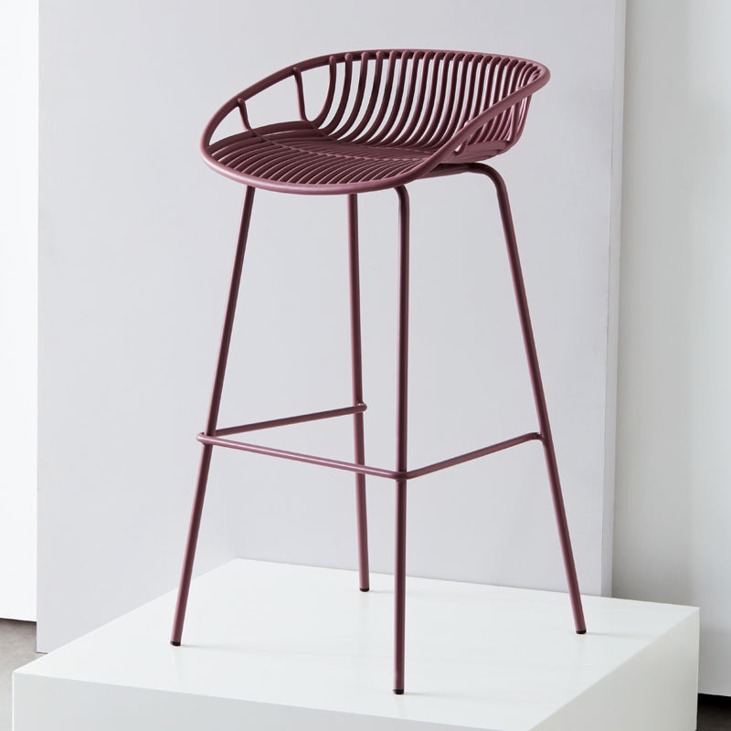 Modern Armless Backrest Counter Stool Iron Cashier Bar Stool with Seat and Pedal