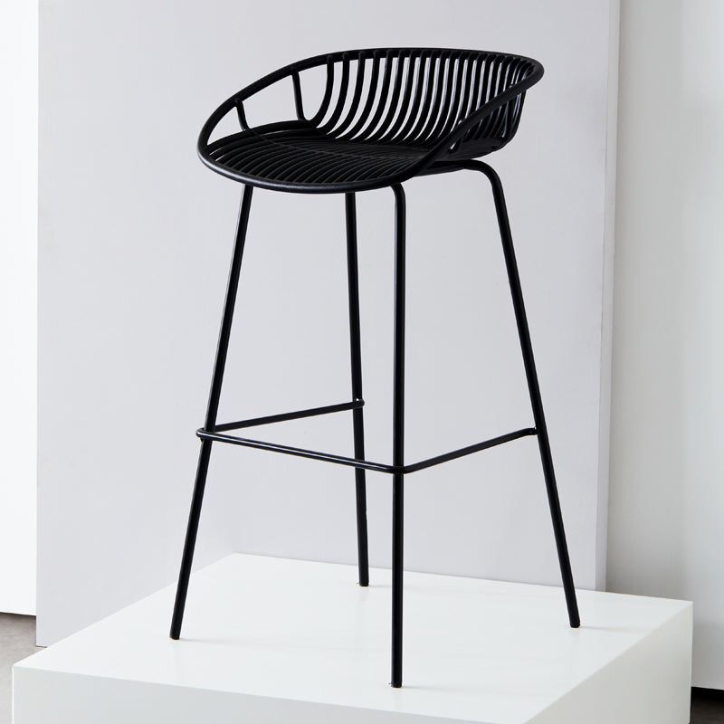 Modern Armless Backrest Counter Stool Iron Cashier Bar Stool with Seat and Pedal