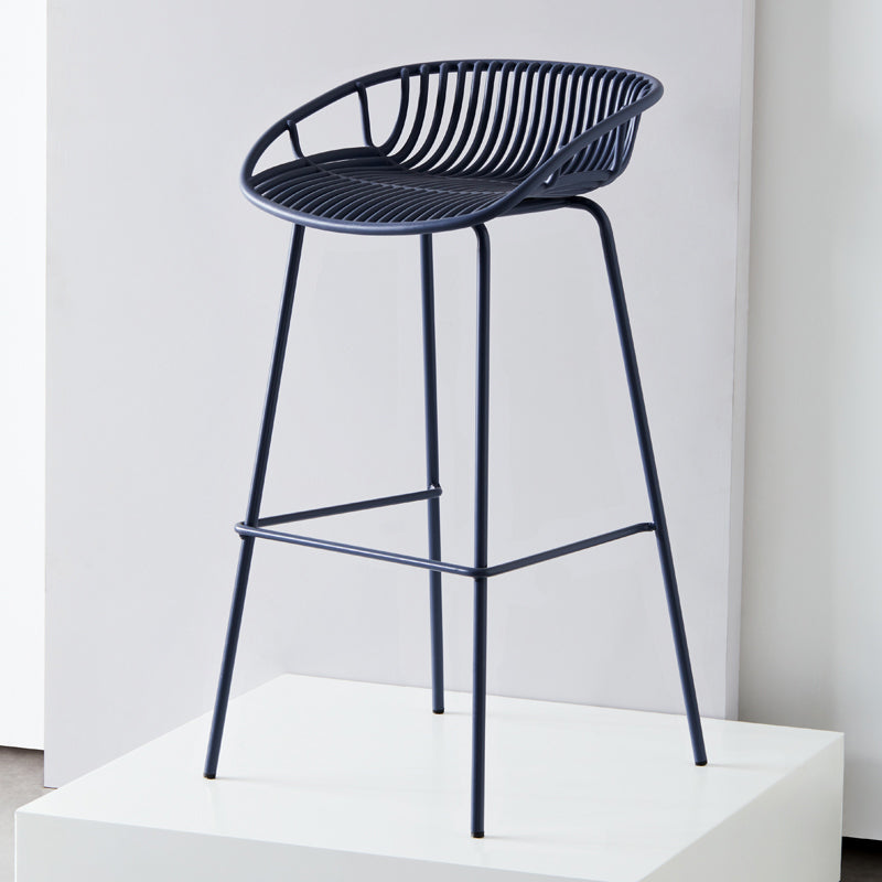 Modern Armless Backrest Counter Stool Iron Cashier Bar Stool with Seat and Pedal