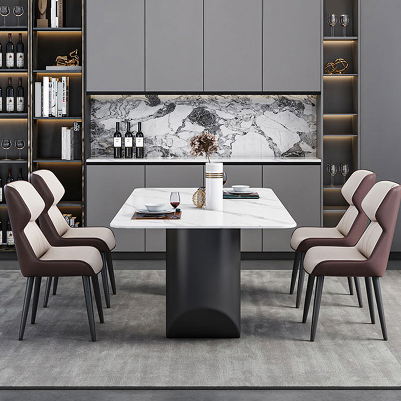 Modern 1/2/5/7 Pieces Dining Set Sintered Stone Dining Table with Leather Chairs