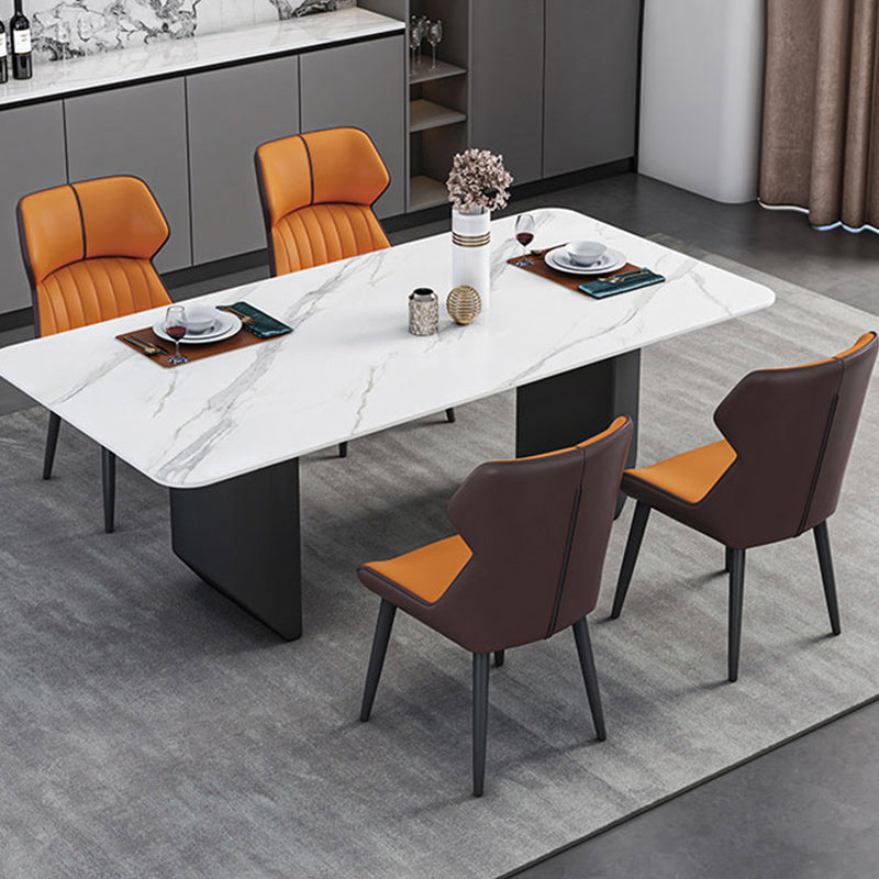 Modern 1/2/5/7 Pieces Dining Set Sintered Stone Dining Table with Leather Chairs