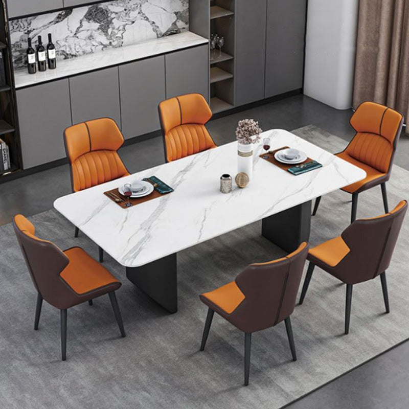 Modern 1/2/5/7 Pieces Dining Set Sintered Stone Dining Table with Leather Chairs