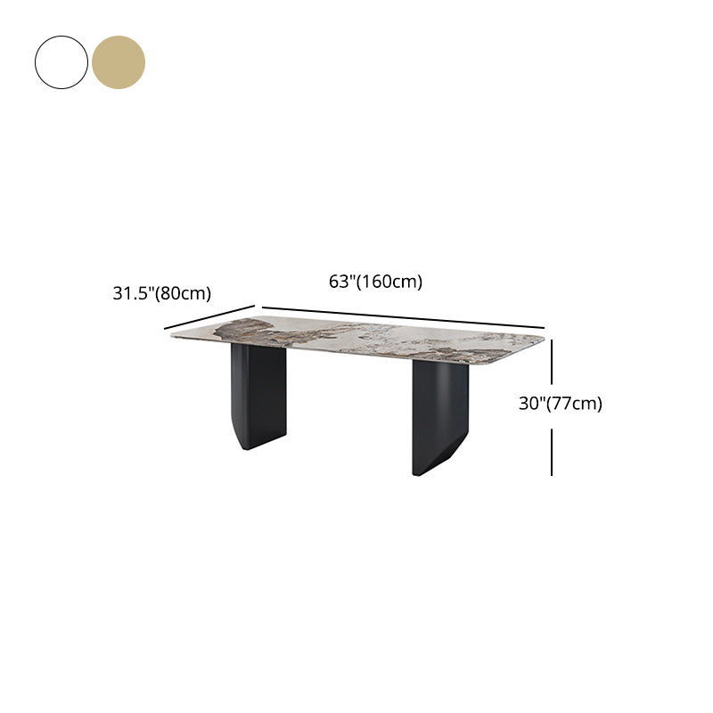 Modern 1/2/5/7 Pieces Dining Set Sintered Stone Dining Table with Leather Chairs