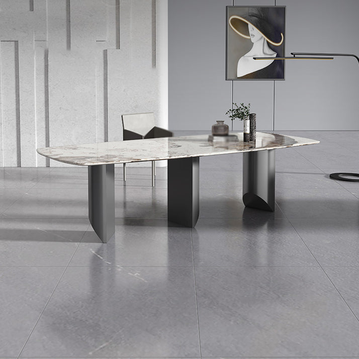Designer Style 1/2/3 Pieces Dining Set Sintered Stone Dining Table with Leather Chairs