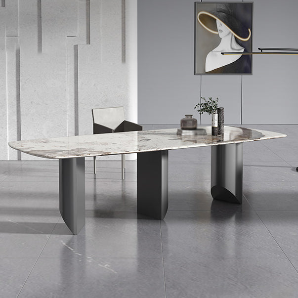 Designer Style 1/2/3 Pieces Dining Set Sintered Stone Dining Table with Leather Chairs