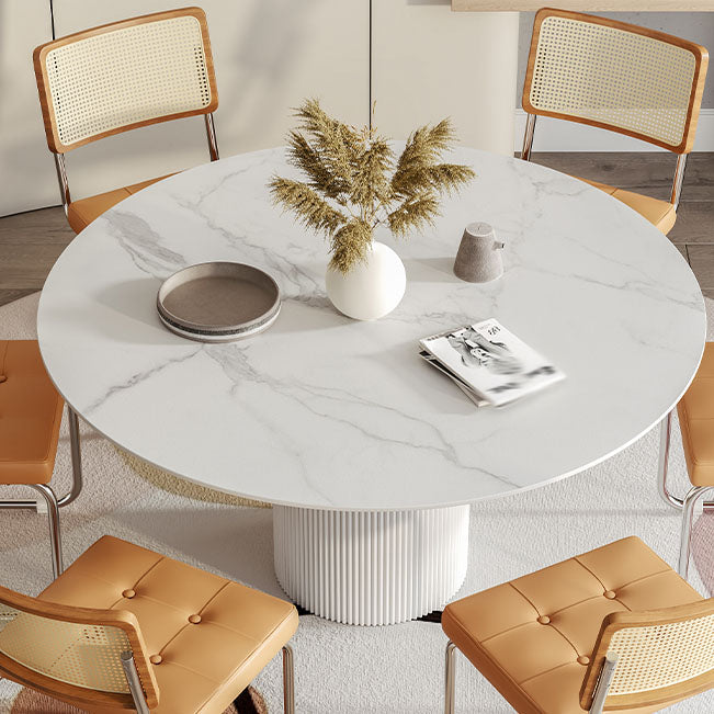 Modern 1/4/5/7 Pieces Dining Set Round Stone Dining Table for Dining Room