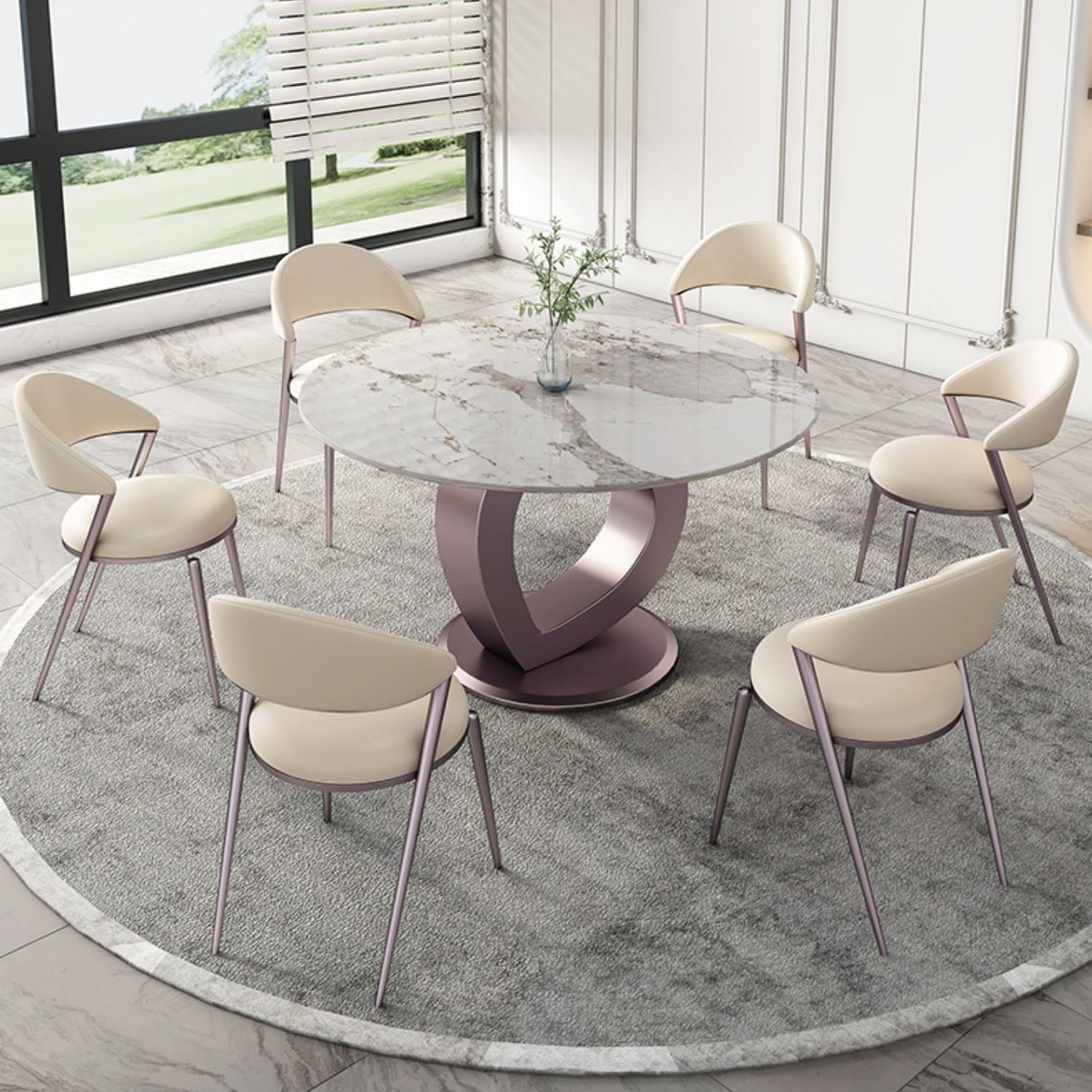 1/2/5/7 Pcs Dining Table Set with Sintered Stone Top Dining Table Set with Chair