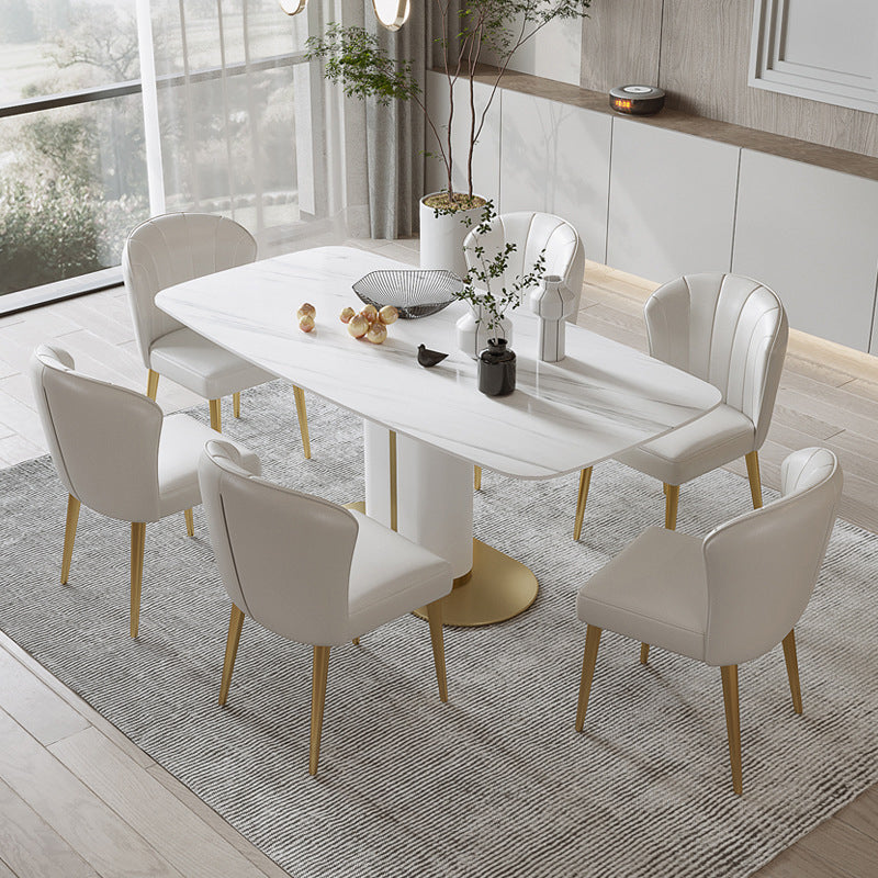 Luxury 1/4/5/6/7 Pieces Dining Set Sintered Stone Dining Table with Leather Chairs