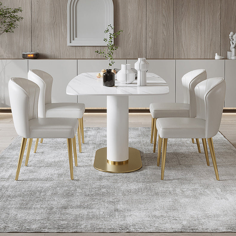Luxury 1/4/5/6/7 Pieces Dining Set Sintered Stone Dining Table with Leather Chairs