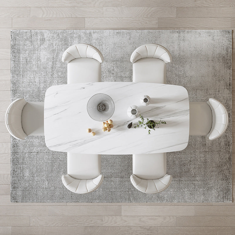 Luxury 1/4/5/6/7 Pieces Dining Set Sintered Stone Dining Table with Leather Chairs