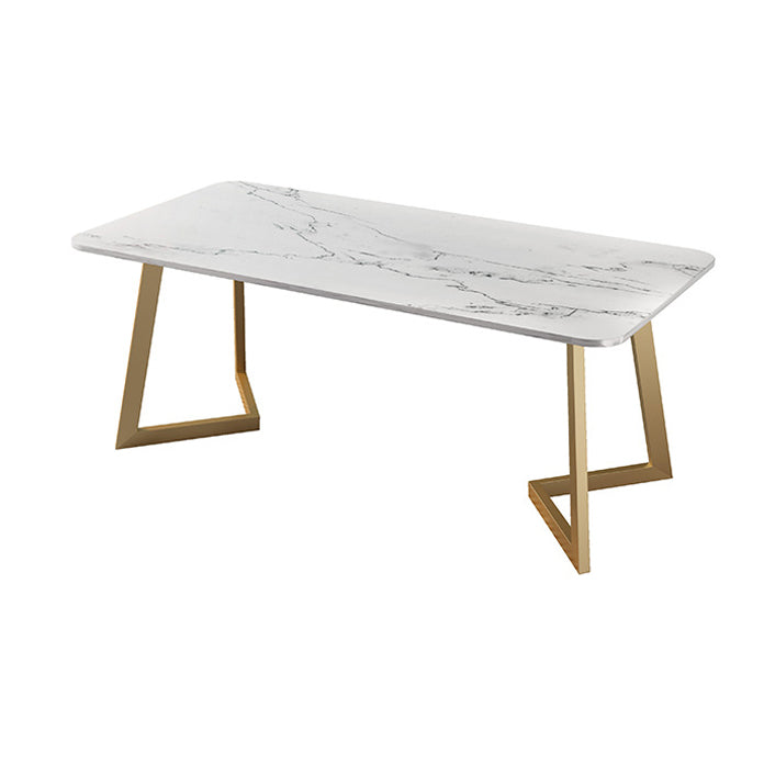 Glam 1/2/4/5 Pieces Iron Dinette Set with Sintered Stone Top Rectangle Dining Table Set