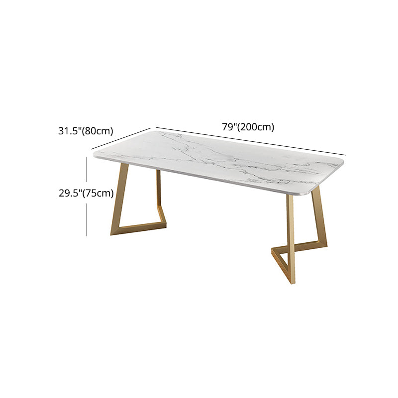 Glam 1/2/4/5 Pieces Iron Dinette Set with Sintered Stone Top Rectangle Dining Table Set