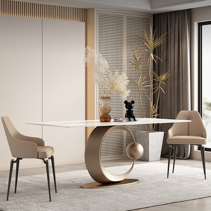 Luxury 1/3/4/6/7 Pieces Dining Set Sintered Stone Dining Table with Leather Chairs