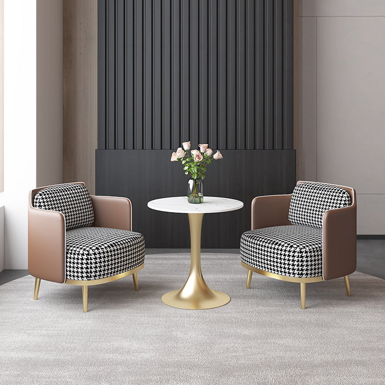 Luxury Sintered Stone Top Dining Table Round Table with Gold Metal Pedestal