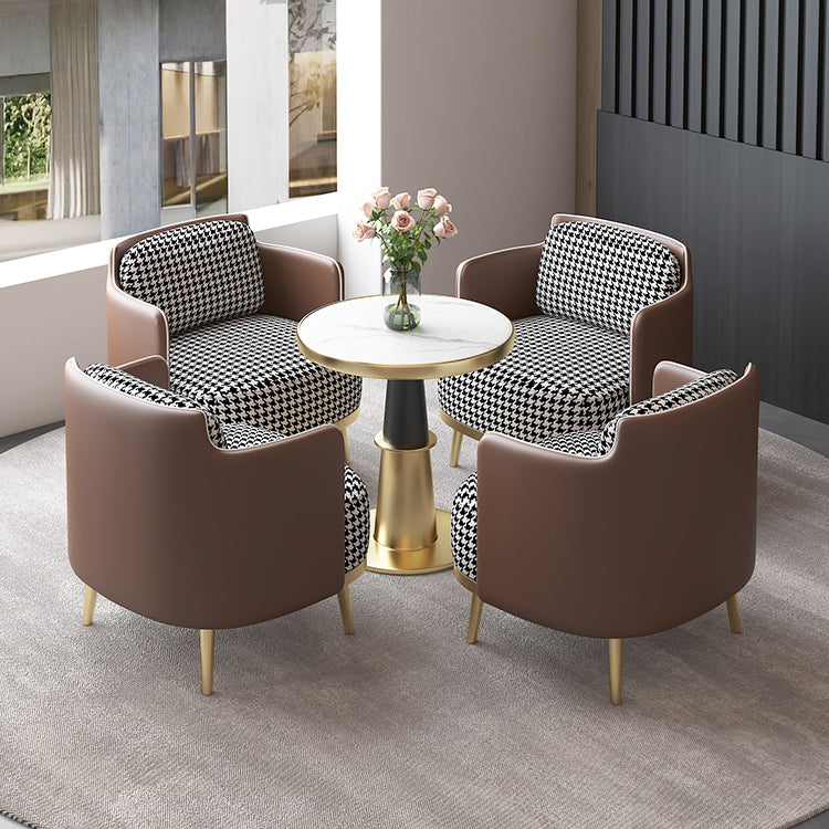 Luxury Sintered Stone Top Dining Table Round Table with Gold Metal Pedestal