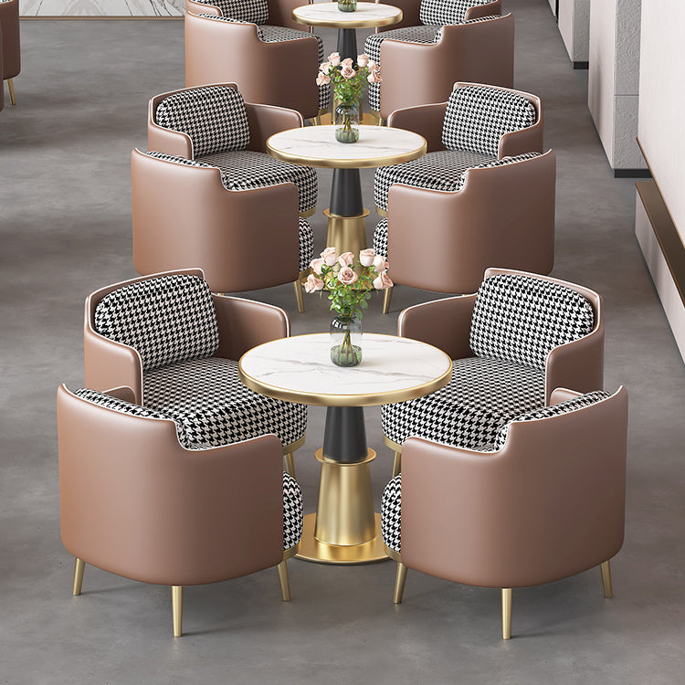 Luxury Sintered Stone Top Dining Table Round Table with Gold Metal Pedestal