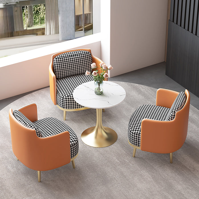 Luxury Sintered Stone Top Dining Table Round Table with Gold Metal Pedestal