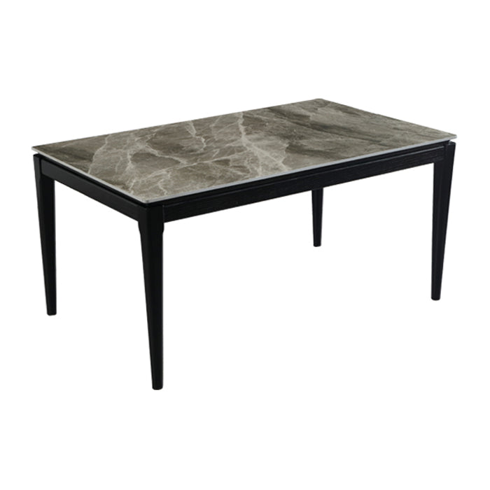 Rectangle 4 Legs Modern Dining Table Grey Tone Fixed Table of Sintered Stone