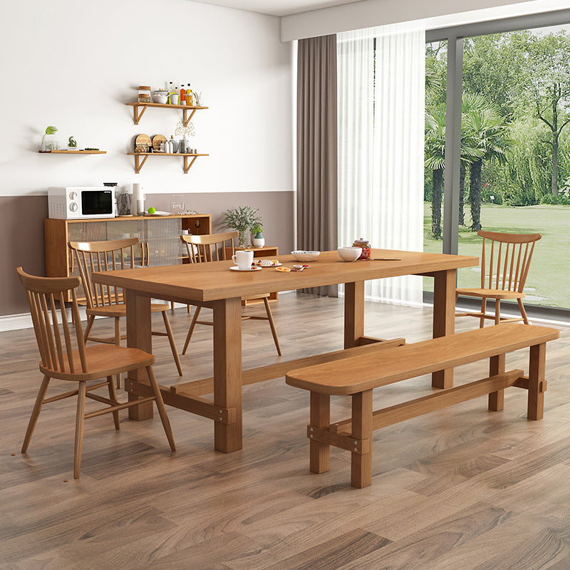 Modern Ash Wood Table for Restaurant Rectangle Dining Table with Trestle Base