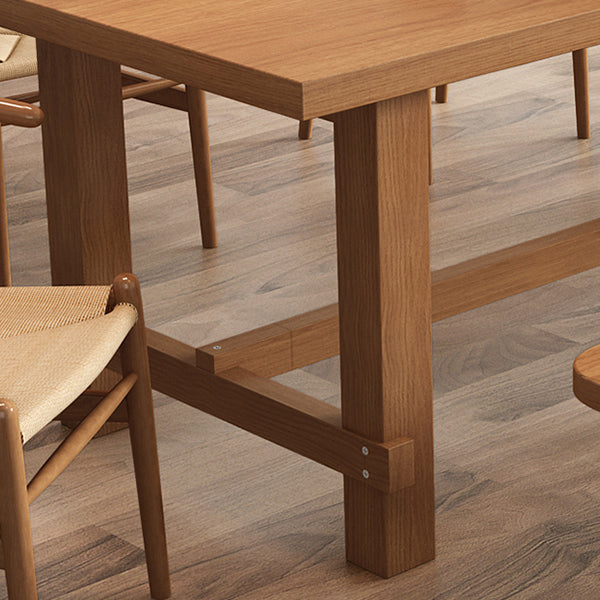 Modern Ash Wood Table for Restaurant Rectangle Dining Table with Trestle Base