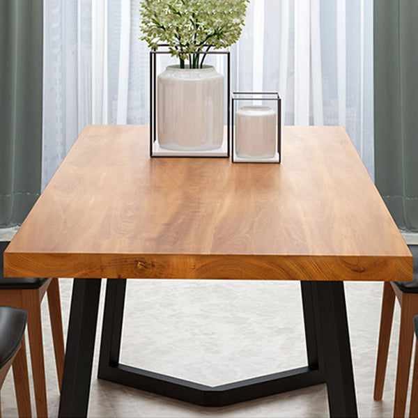 Pine Wood Top Dining Table Modern Rectangle Table with Sled Base