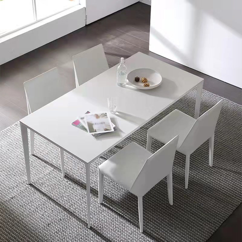 Stone Top Dining Table Contemporary Rectangle Dining Table with 4 Legs in White