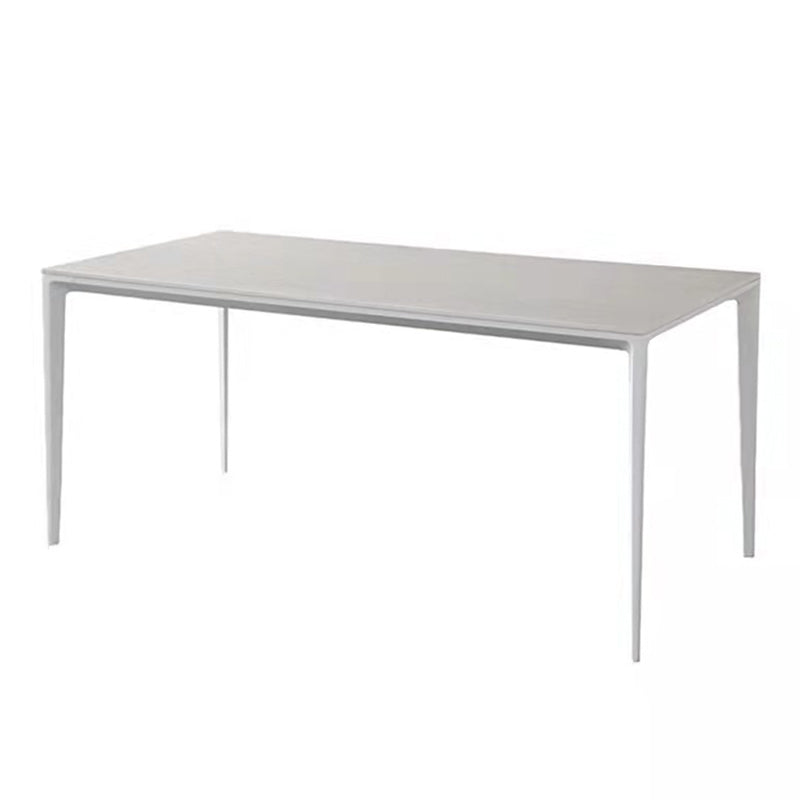 Stone Top Dining Table Contemporary Rectangle Dining Table with 4 Legs in White