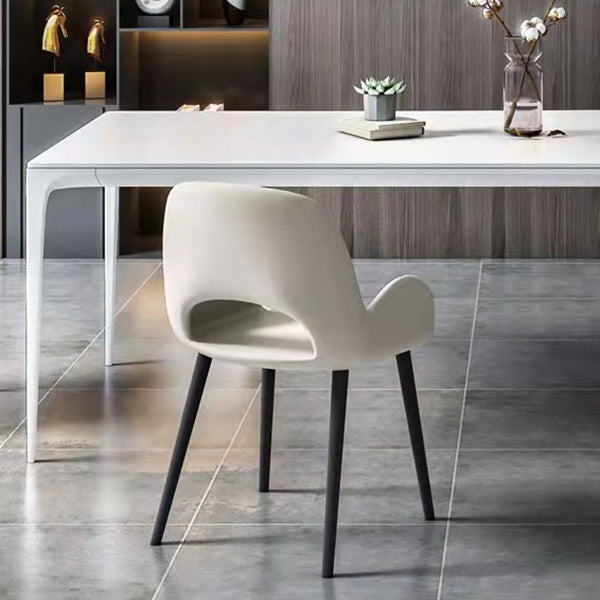 Stone Top Dining Table Contemporary Rectangle Dining Table with 4 Legs in White