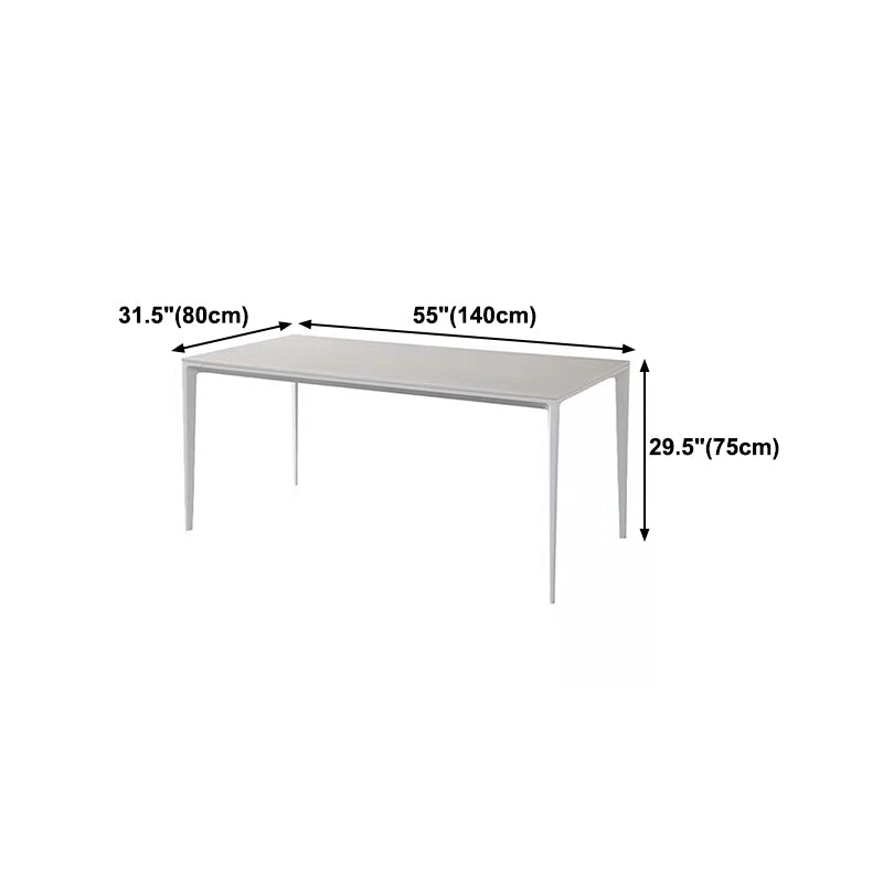 Stone Top Dining Table Contemporary Rectangle Dining Table with 4 Legs in White