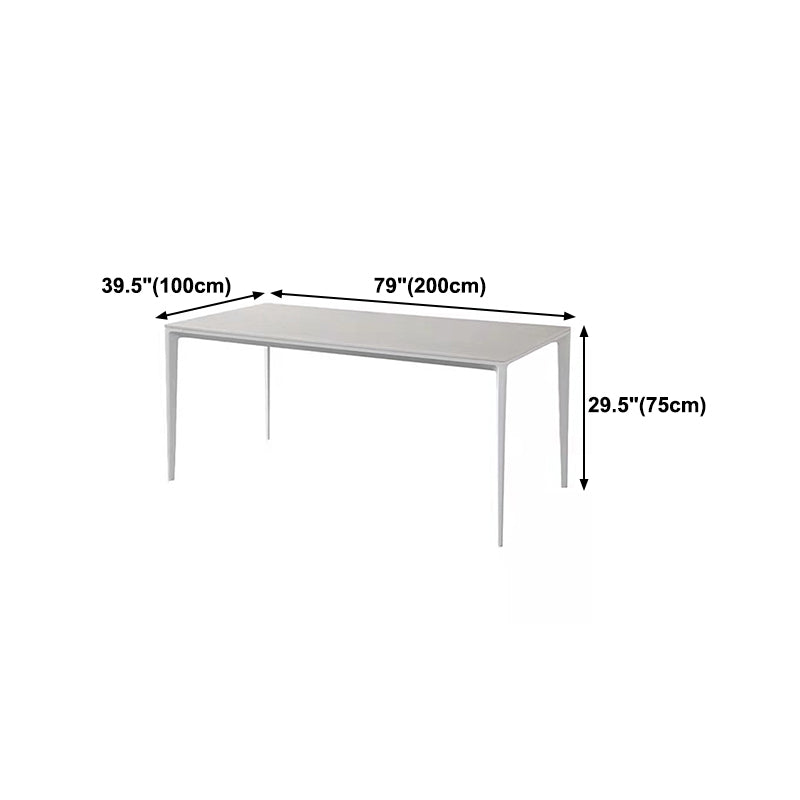 Stone Top Dining Table Contemporary Rectangle Dining Table with 4 Legs in White