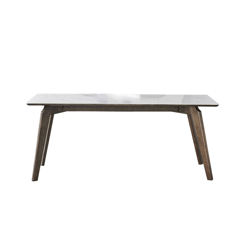 Modern Stone Dining Site Table 4 Wood Legs Rectangle Home Dining Table